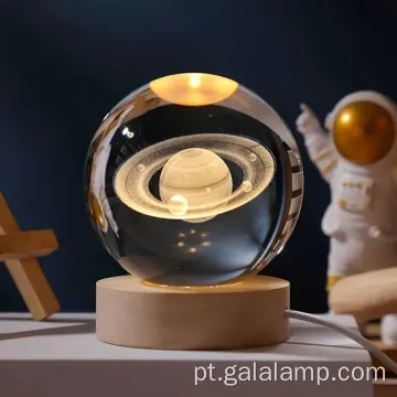 Elegante Luz Noturna LED com Crystal Ball Design